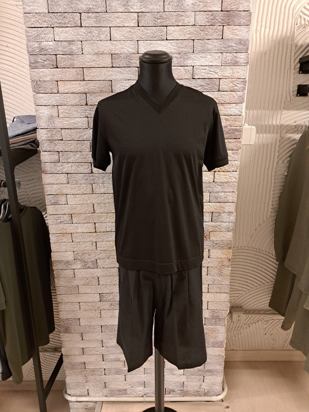 T-shirt filo di Scozia scollo a V