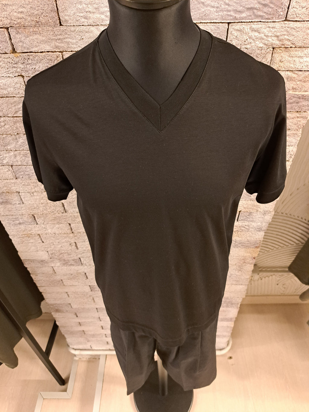 T-shirt filo di Scozia scollo a V