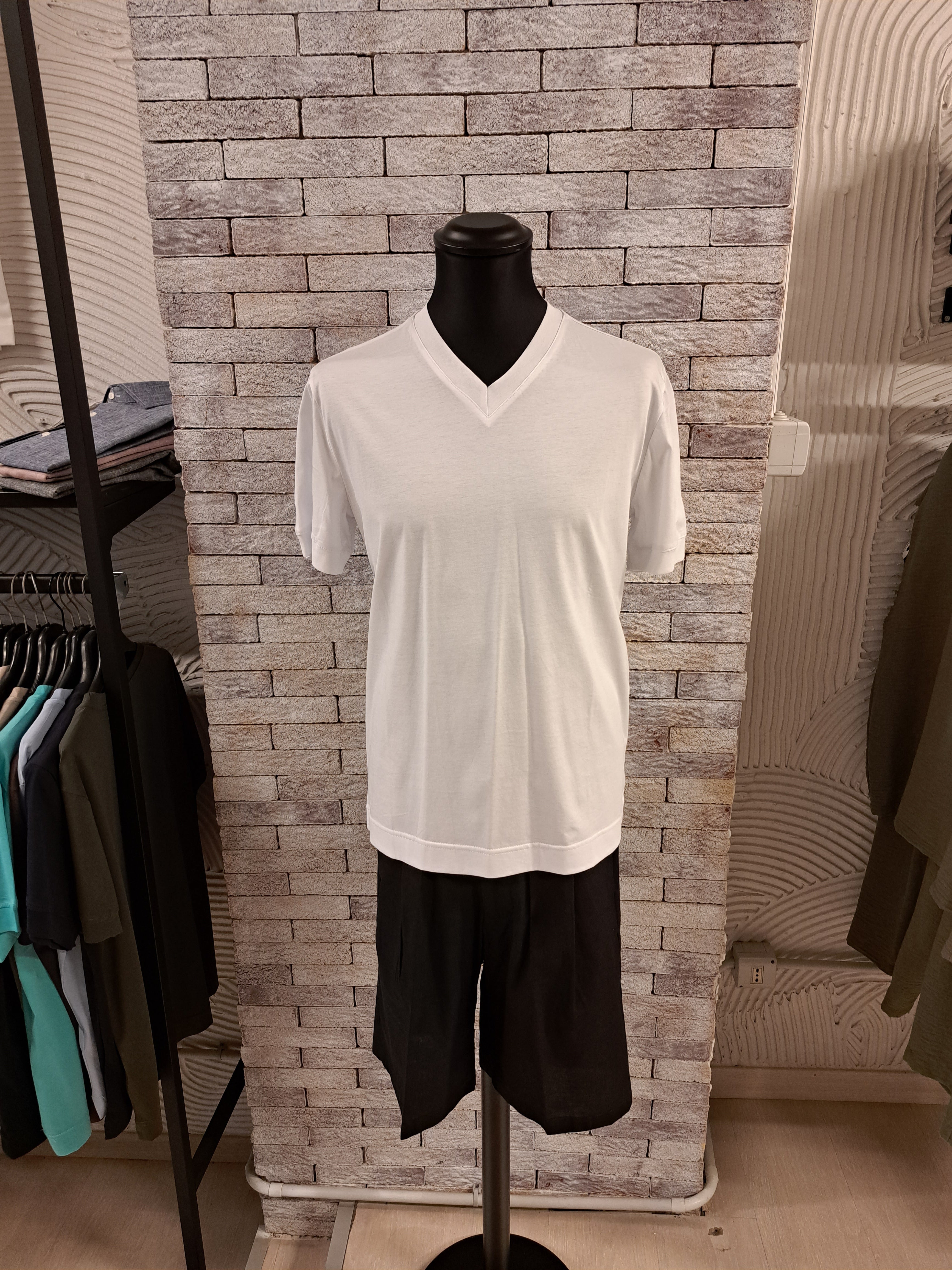 T-shirt filo di Scozia scollo a V