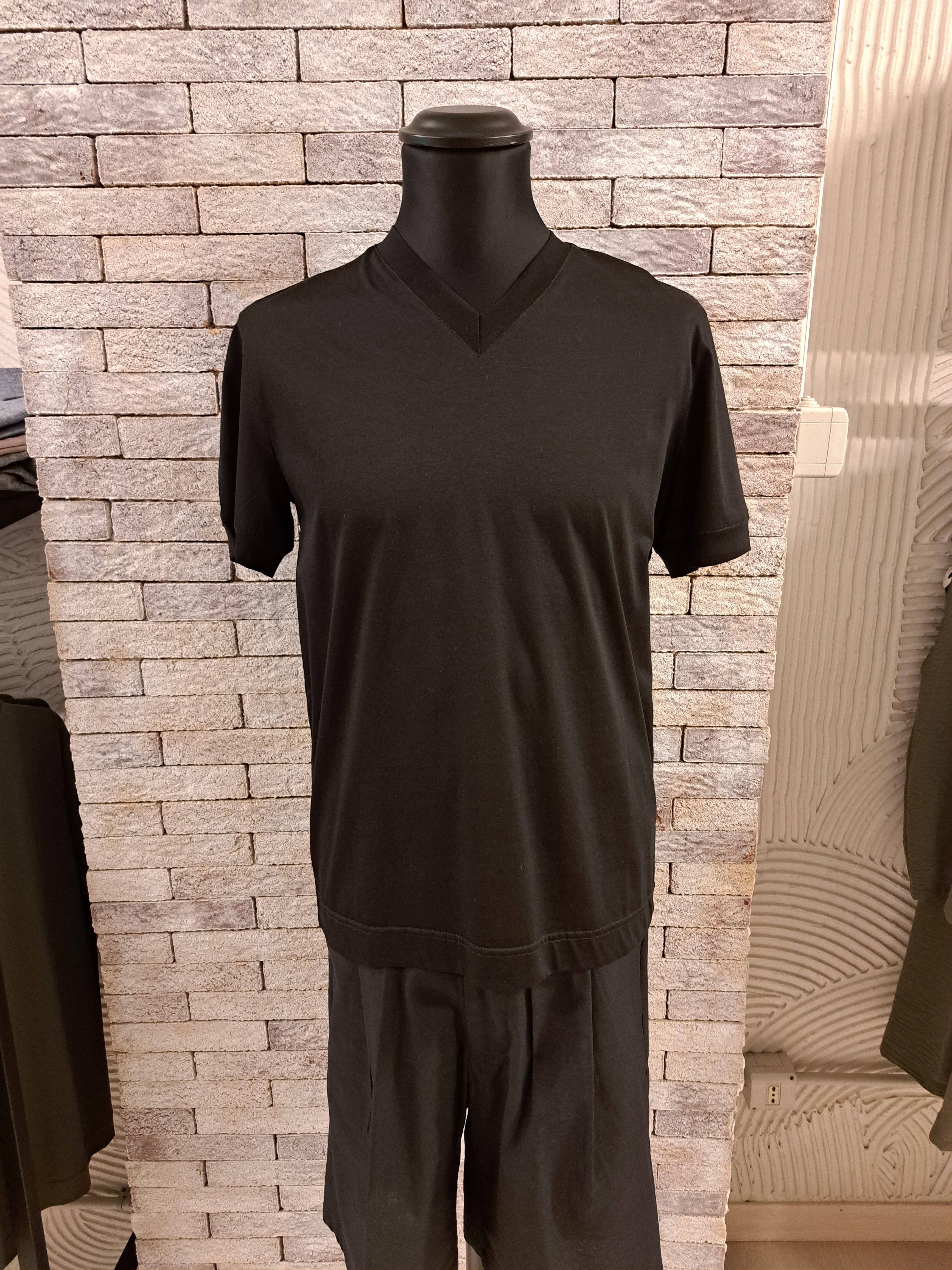 T-shirt filo di Scozia scollo a V